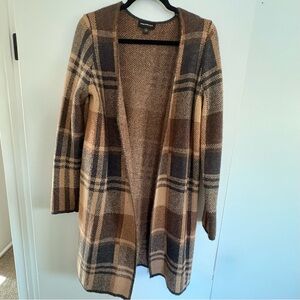 Fortune + Ivy Long Sleeve Open-Front Coatigan in Plaid